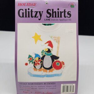 Holiday Glitzy Shirts Embellishment Iron-On Kit Northern Buddies Penguins